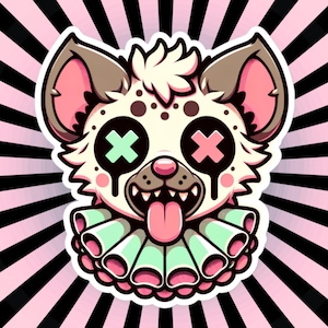 Creepy Cute Weird Hyena Clown Vinyl Sticker Weirdcore Clowncore Pastel Grunge Goth Clown Animal Waterproof Sticker