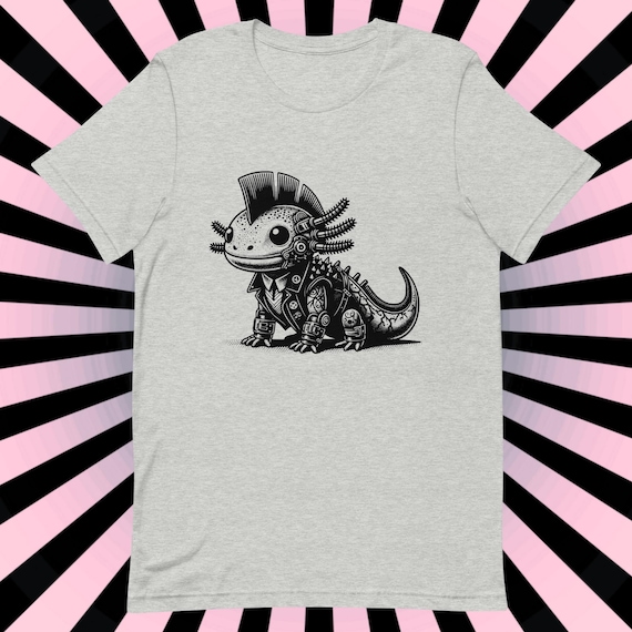 Cyborg Axolotl Tee: Kawaii Cyberpunk, Ethical Goth Shirt