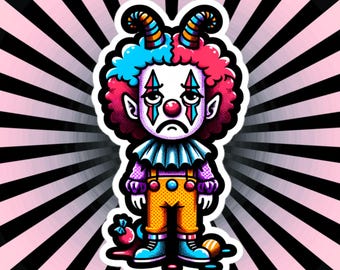 Seltsamer trauriger Clown Aufkleber - Halloween Clownkern Weirdcore wasserdichter Vinyl-Aufkleber