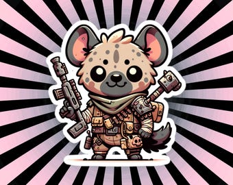 Naklejka winylowa z przerażającą apokaliptyczną hieną – grunge'owa naklejka na laptopa