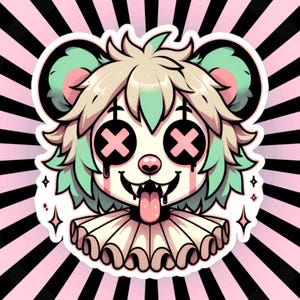 Cute Weird Hyena Clown Vinyl Sticker Weirdcore Clowncore Creepy Pastel Grunge Goth Clown Animal Waterproof Sticker