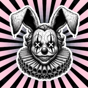 マカブレホラーゴシックバニーラビットピエロビニールステッカーゴアクラウンコアゴシック邪悪なピエロウィアードコア防水ステッカー
