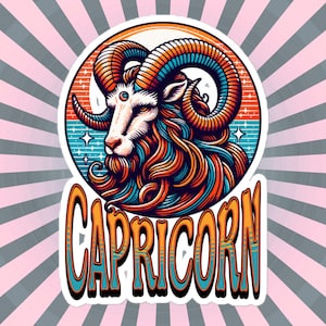 Sticker flash Capricorne, Sticker signe du zodiaque, Sticker horoscope Capricorne personnalisé, Plusieurs tailles, Cadeau unique