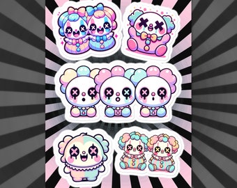 Creepy Clown Stickers: Gore Clowncore, Pastel Goth
