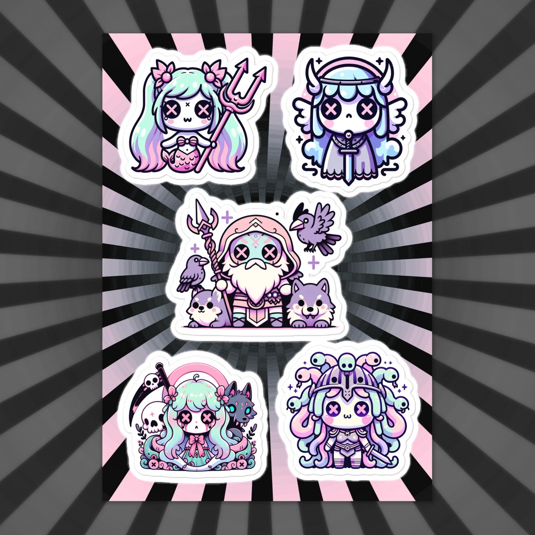 Creepy Cute Gore Mythical Characters Sticker Sheet Grunge Pastel Goth ...