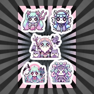 不気味でかわいいゴア神話のキャラクターステッカーシートグランジパステルゴスオーディンヴァルキリーヘルメデューサセイレンステッカーパック