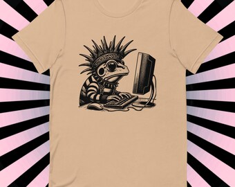 Cyberpunk Frog T-Shirt Y2K Pastel Goth Frog Shirt Techwear Unique Whimsigoth and Weirdcore Fashion