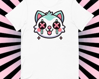 Creepy Cute Kitty Cat T-Shirt - Weirdcore Goth Y2K Tee