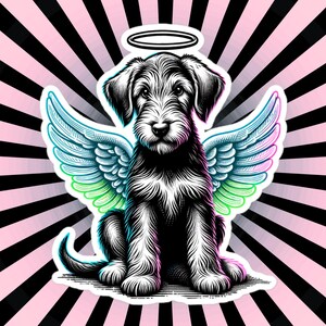 Irish Wolfhound Vinyl Sticker Angel Puppy Waterproof Decal In Memory of Dog Sticker