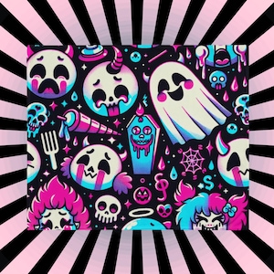 Blanket Candy Gore Y2K Grunge Halloween Throw Blanket Neon Goth Spooky Weirdcore Decor