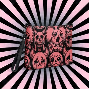 Bolso bandolera estilo cartera de mano con diseño de burbujas góticas pastel, malva, estilo grunge y gótico