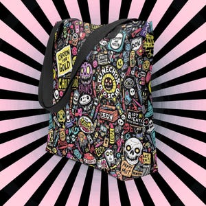 Arcane Tote Bag Gothic Grunge Neon Goth Darkcore Weirdcore Nostalgia Dark Aesthetic Halloween Purse Tote