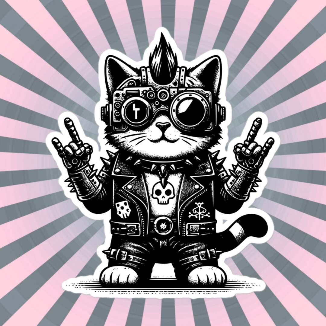 Cyberpunk Kitty Cat Sticker, Gothic Grunge Punk Rock Vinyl Decal - Etsy