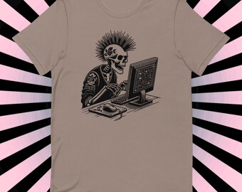 Cyberpunk Skeleton Organic Cotton Tee - Techwear Goth Shirt