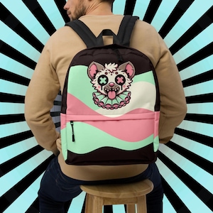 Hyena Kawaii Backpack – Pastel Goth Alt Fashion School Bag image 1