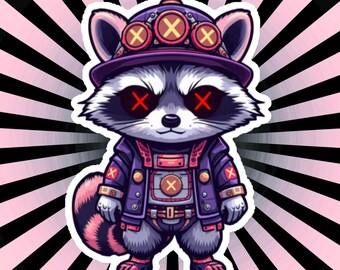 Imán de mapache steampunk de Weirdcore Trash Panda