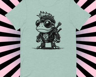 Cyborg Frog Tee, Kawaii Cyberpunk Design, Ethical Y2K Fashion