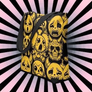 BORSA TOTE Gotica Grunge Giallo Goth Darkcore Weirdcore Clown Gore Spettrale Estetica Oscura Borsa Tote Halloween