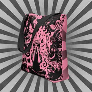 PINK Gothic Grunge Pastel Goth Outcry Tote Bag, Dreamcore Ventcore Darkcore Weird Stuff Dark Aesthetic Tote Bag