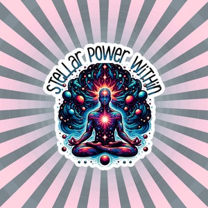 Sticker vinyle Mantra Yoga Power Stellar Power Within Meditation Sticker nébuleuse du lotus