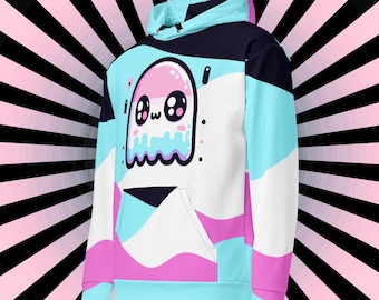 Trippy Ghost Unisex Hoodie Weirdcore Pastel Goth Anime Hoodie