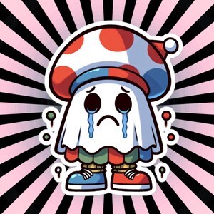 ステッカー Weirdcore 泣いている幽霊と面白い帽子 防水ビニール ハロウィンステッカー