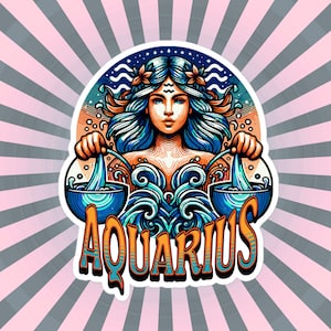 Sticker Flash Verseau, Sticker signe du zodiaque, Sticker Horoscope Verseau personnalisé, Plusieurs tailles, Cadeau unique