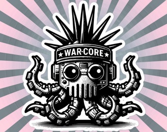 Cyberpunk Octopus Vinyl Sticker, Gothic Grunge Animal