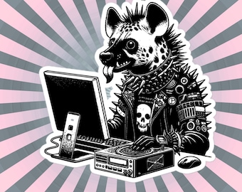 Naklejka Punk Rock Hyena: Cyberpunk Steampunk Art