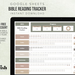Bible Reading Tracker for Google Sheets Bible Reading Plans Track Old and New Testament, 365 Day Bible, New Testament, Annual Bible Plan