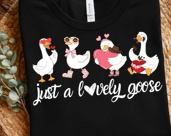 Just a Lovely Goose T-Shirt, Cute Goose Lover Gift, Funny Animal Illustration Graphic Tee, Cozy Whimsical Bird Shirt