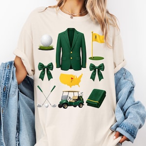 Masters Golf Aesthetic Clipart Bundle PNG: Golf Tournament Fan png Augusta Style Golf Elements (Digital Download)