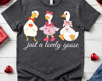 Cute Goose Graphic Tee – Just a Lovely Goose Funny Bird Illustration Shirt, Adorable Animal Lover Gift