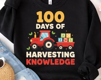 100 Days of Harvesting Knowledge PNG: Cute Tractor Learning Design Classroom Decor png Back to School Art (Digital Download)