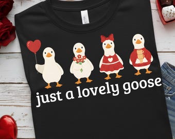 Funny Goose Lover T Shirt – Just a Lovely Goose Cute Animal Illustration, Cozy Bird Graphic Tee Gift, Cute Whimsical Goose Art, Animal Lover