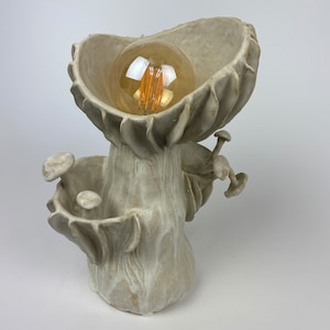 Ceramic Mushroom Lamp, One of a kind organic lamp, Mushroom Table Lamp, Unique Table Lamp, Free Shipping, Handmade Clay Lighting