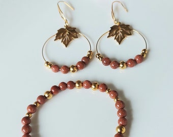Parure ensemble bijoux bracelet et boucles d'oreilles perles et acier inoxydable.Idee cadeau femme fête des mères, anniversaire etc...