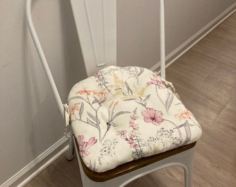 Metal Bistro Chair Cushion/14x14/Reversible Cushion/Pink and Floral