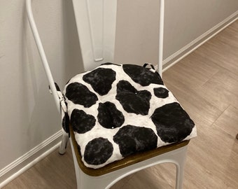 Metal Bistro Chair Cushion/14x14/Cow Print Cushion