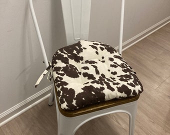 Metal Bistro Chair Cushion/14x14/Brown Cow Print Cushion