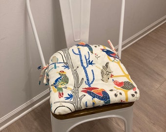 Metal Bistro Chair Cushion/14x14/Bird Print