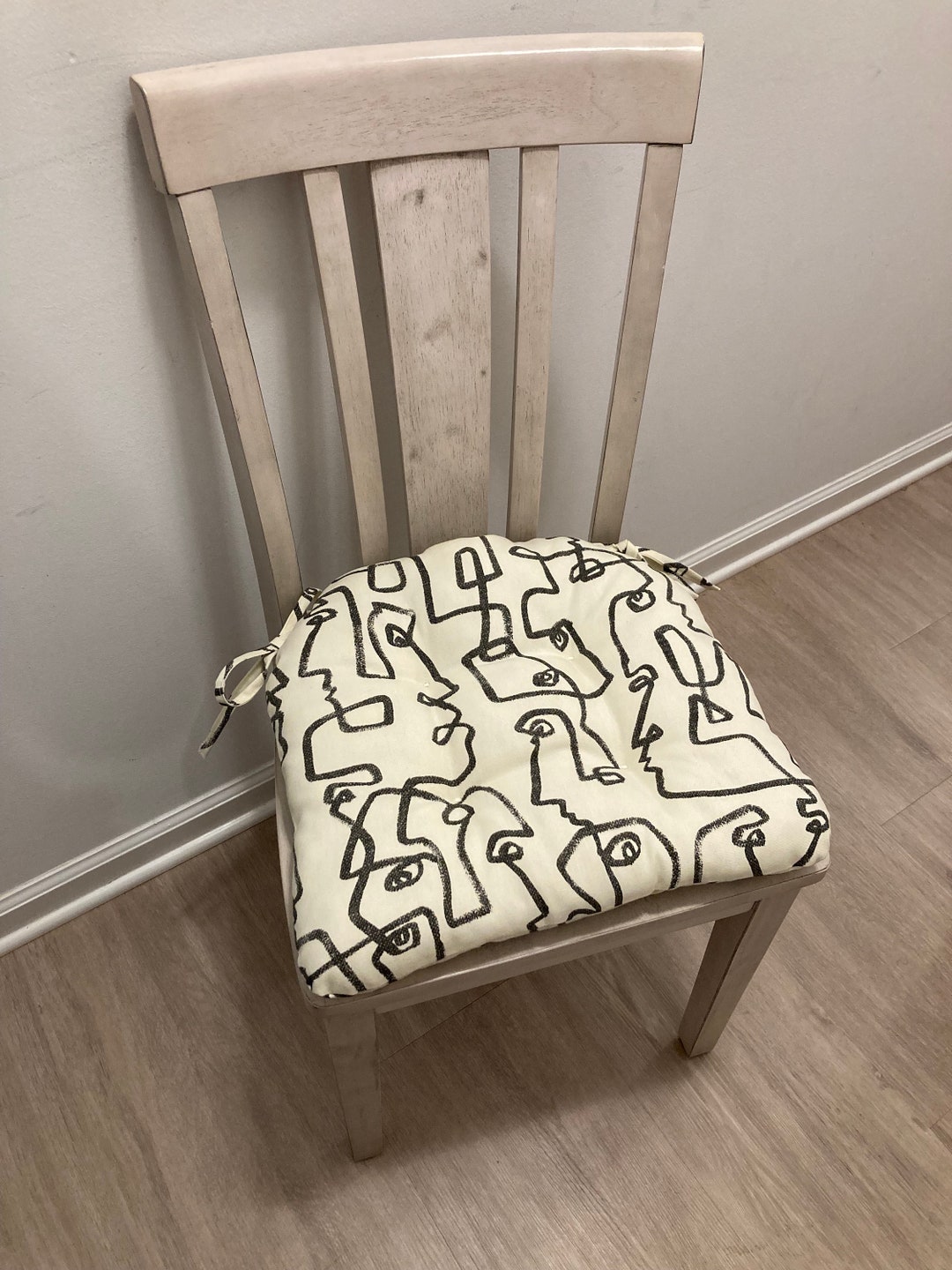 Dining Chair Cushion/ Chair Cushion With Ties Tufted/17x15.5 - Etsy