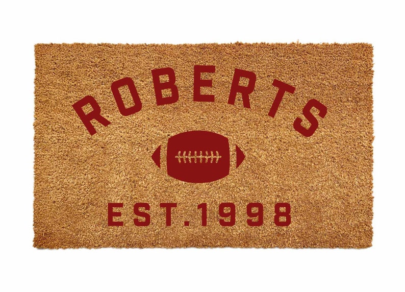 Personalized Football Doormat Family Name House Warming Gift Custom