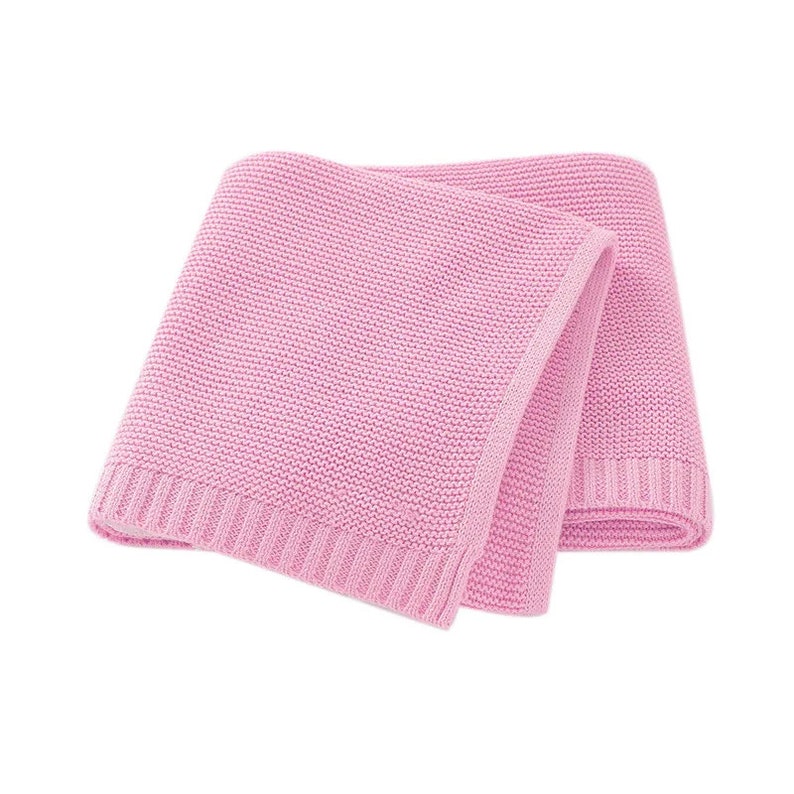 Personalisierte Babydecke stricken Stickerei Geschenk zur Geburt Kinderwagendecke Monogrammiert Neugeborenen Baby Geschenk Rosa weiche Baumwolle gestrickt Bild 8