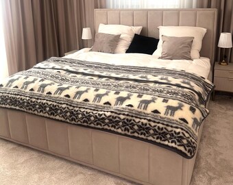 Luxury 100% Wool Blanket | Soft Natural Throw for Bed or Sofa | Warm Woolen Bedspread | Eco-Friendly Home Gift | Christmas | Winter