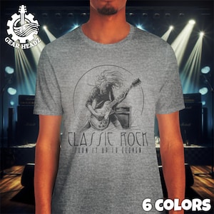 Classic Rock Graphic Tee | Vintage Rock Guitarist T-Shirt | Retro Music Lover Tee | 70s Rock Band Sketch T Shirt | Cool Gift for Musicians