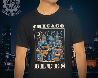 Vintage Blue Chicago Blues Art T-shirt - 90s Music Scene Tee