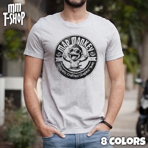 Vintage Mad Monkey Graphic T-Shirt | Funny Cartoon Monkey Tee | Cool Retro Logo Shirt for Men & Women | Unique Gift for Monkey Lovers