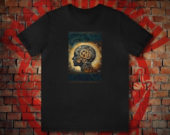 Steampunk Mind T-Shirt, Steampunk Fantasy Graphic Tee, Water Color Design t Shirt, Gifts for Dad, Gifts for Boyfriend, Gifts for Son