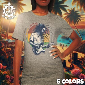 T-shirt reggaegitarist | T-shirt muziekliefhebber rasta | Liefde, vrede, reggae | Cool muzikantshirt | Uniek cadeau voor reggaefans
